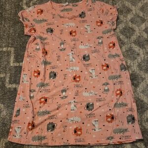 Pink Cat Print Nightgown